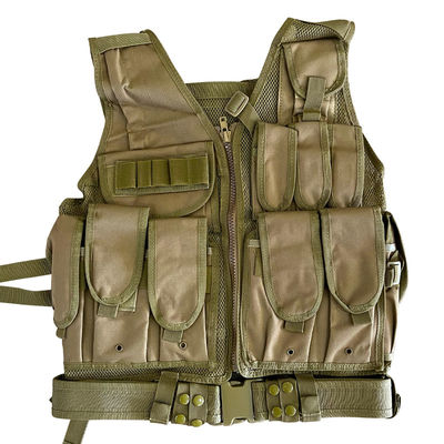 Colete de proteção multifuncional Khaki/Tan com bolsas múltiplas e revestimento de malha 1,6 kg