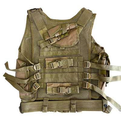 Colete de proteção multifuncional Khaki/Tan com bolsas múltiplas e revestimento de malha 1,6 kg
