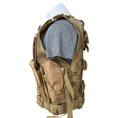 Colete de proteção multifuncional Khaki/Tan com bolsas múltiplas e revestimento de malha 1,6 kg