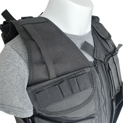 Colete negro de protecção confortável com várias bolsas para tecido do corpo e do equipamento