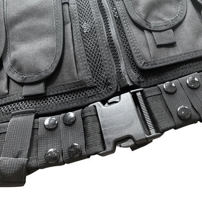 Colete negro de protecção confortável com várias bolsas para tecido do corpo e do equipamento