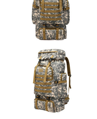 Mochila de 80L à prova d'água de cor preta para acampamento e desporto ao ar livre em poliéster 600D