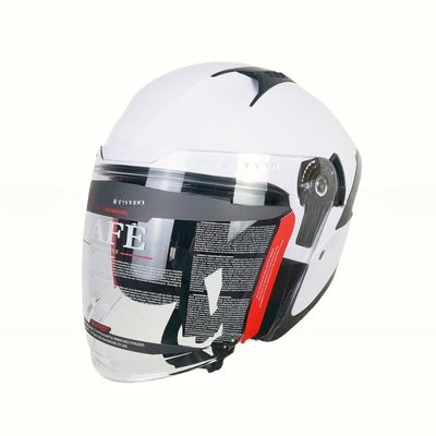 capacete de motocicleta ABS branco com escudo PC de metade da face e design personalizável