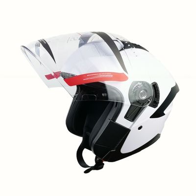 capacete de motocicleta ABS branco com escudo PC de metade da face e design personalizável