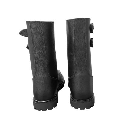 Botas de couro preto de outono para homens com sola externa de borracha altura do calcanhar cerca de 3 cm