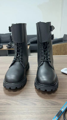 Botas de couro preto de outono para homens com sola externa de borracha altura do calcanhar cerca de 3 cm