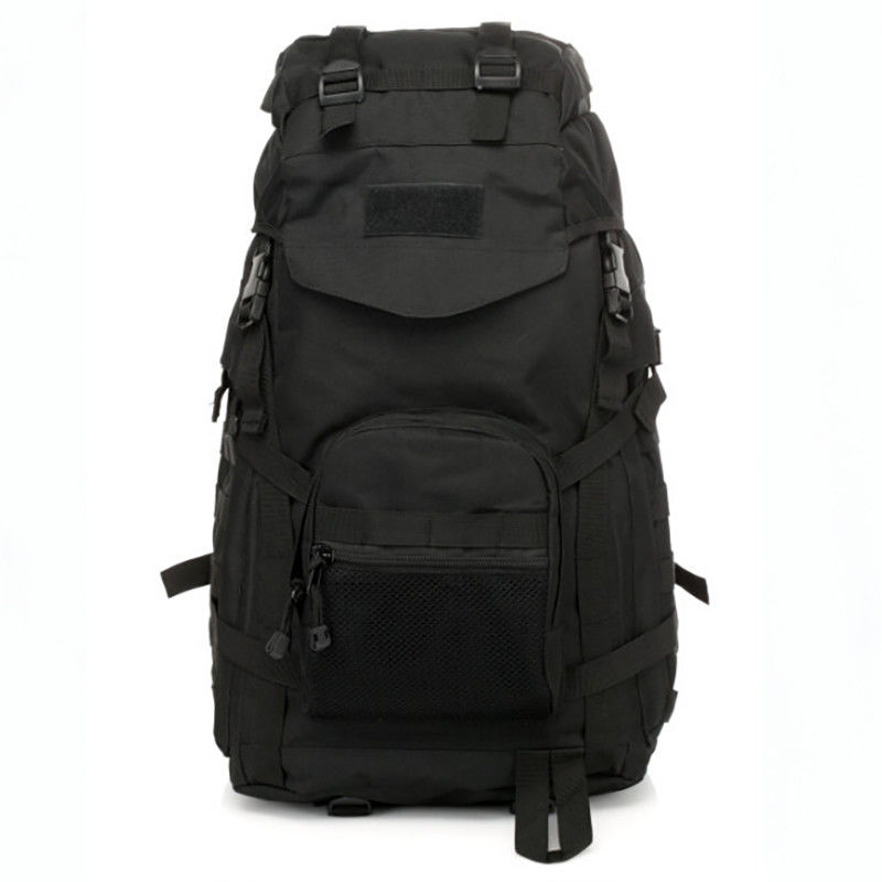Mochila preta de grande capacidade para desporto ao ar livre, feita de revestimento de PVC e poliéster 600D