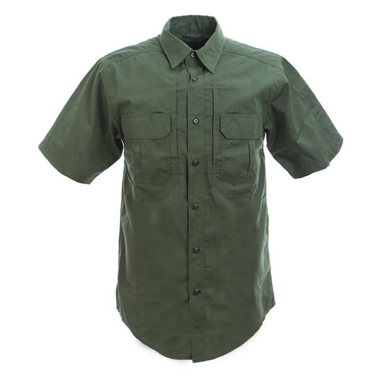 Camisa curta de treino em estilo verde do exército para peso leve resistente ao desgaste respirável