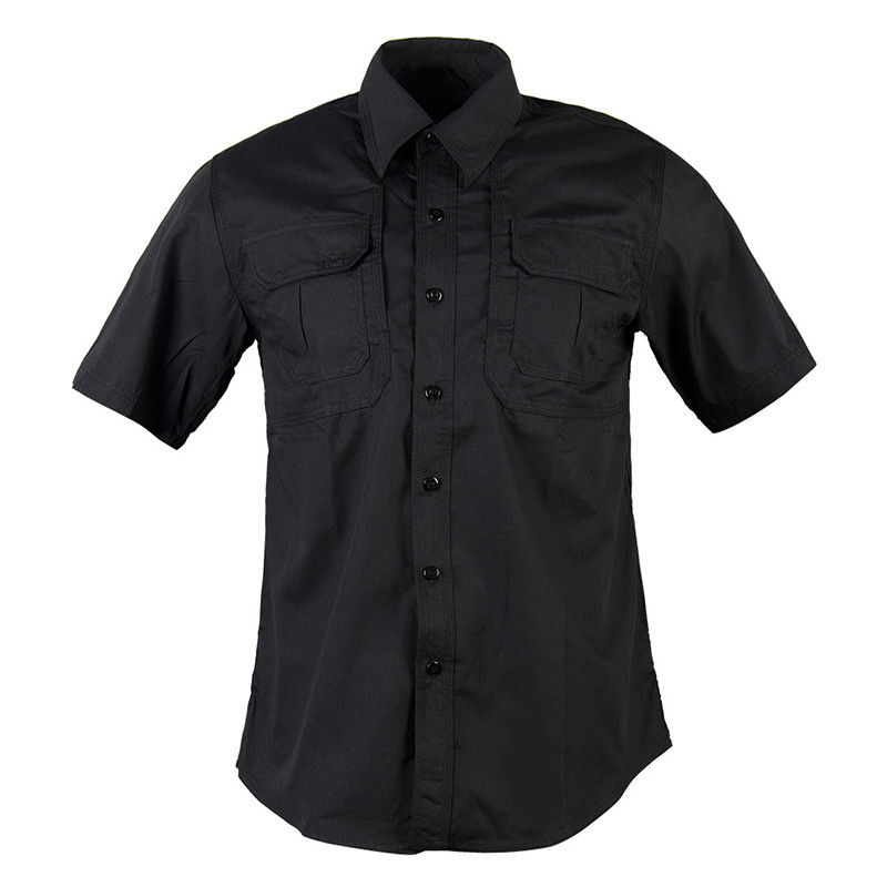 T-shirts de tecido com bolso de carga e bolso de caneta em mistura de poliéster/algodão
