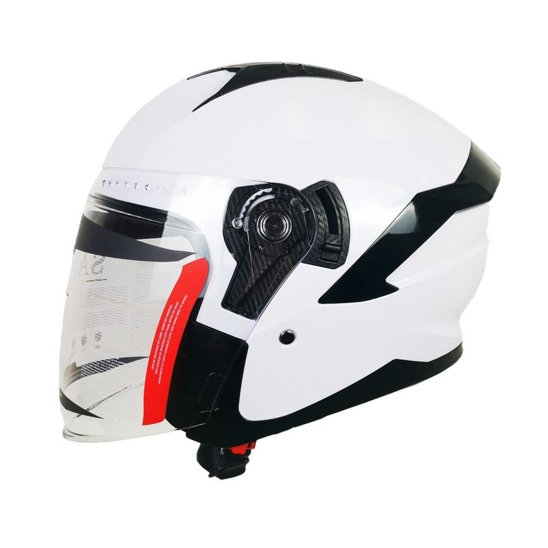 capacete de motocicleta ABS branco com escudo PC de metade da face e design personalizável