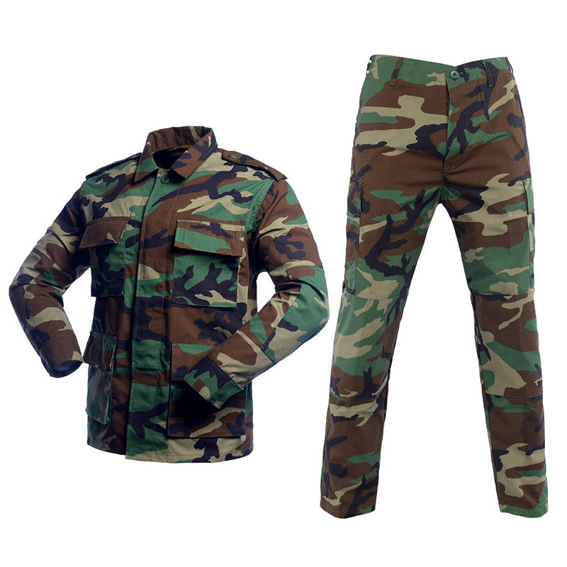 Camisa tática de tecido tipo BDU Calças de camouflagem florestal uniforme para atividades ao ar livre