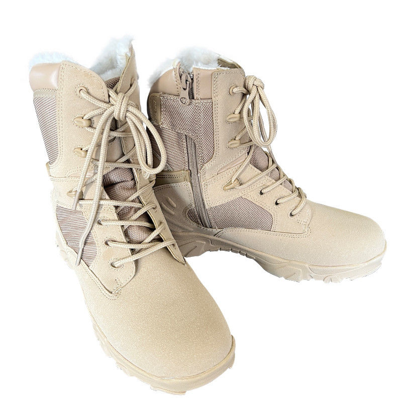 Botas de couro genuíno com sola média alta perfeitas para atividades ao ar livre no inverno e no outono