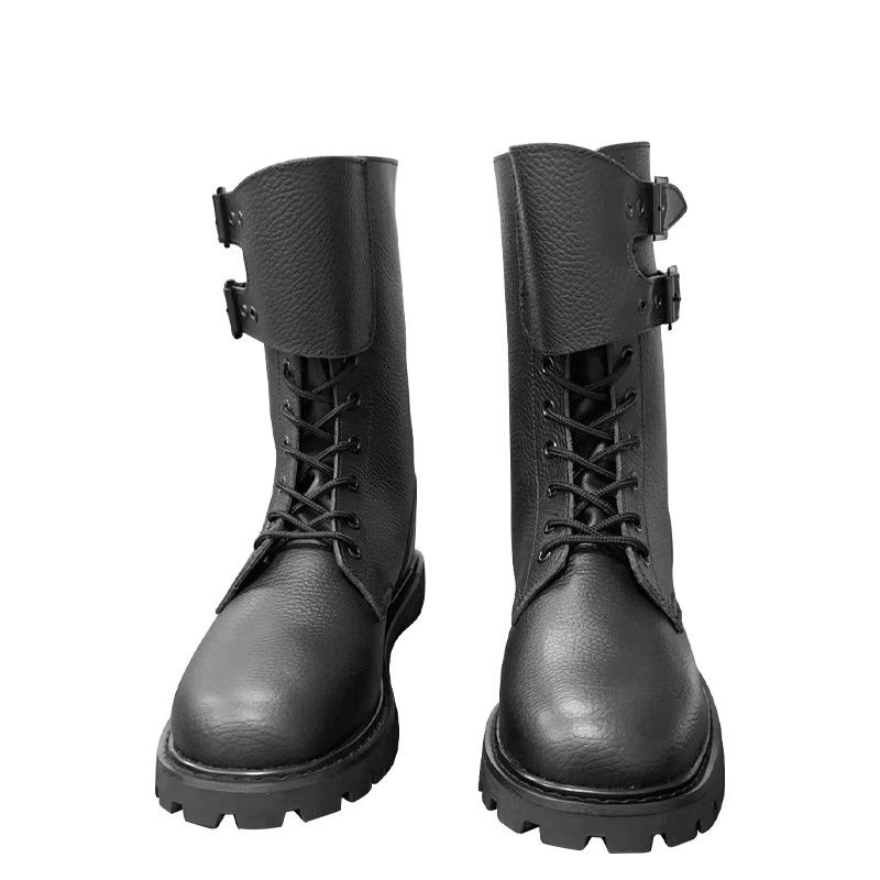 Botas de couro preto de outono para homens com sola externa de borracha altura do calcanhar cerca de 3 cm