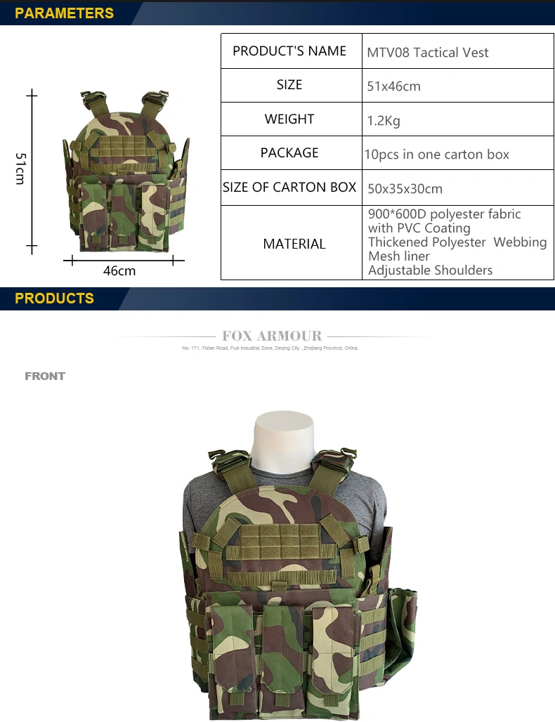 MTV08 Camuflagem Colete Táctico Respiravel com sistema Molle 2